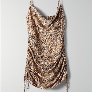 wilfred only ruched slip dress, leopard print